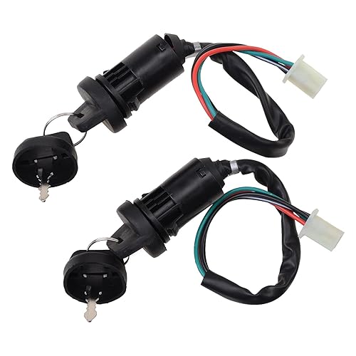 GOOFIT Juego de llaves de interruptor de encendido de 4 cables con tapa de repuesto para motocicleta de motocross de 50 cc, 70 cc, 90 cc, 110 cc,