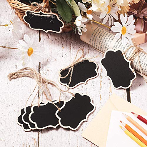 Image of CVANU 15 Pcs Mini Chalkboards Signs Hanging Rectangle Chalkboards Double Sided Blackboard Message Board Hanging Signs for Weddings, Kids Crafts C-2