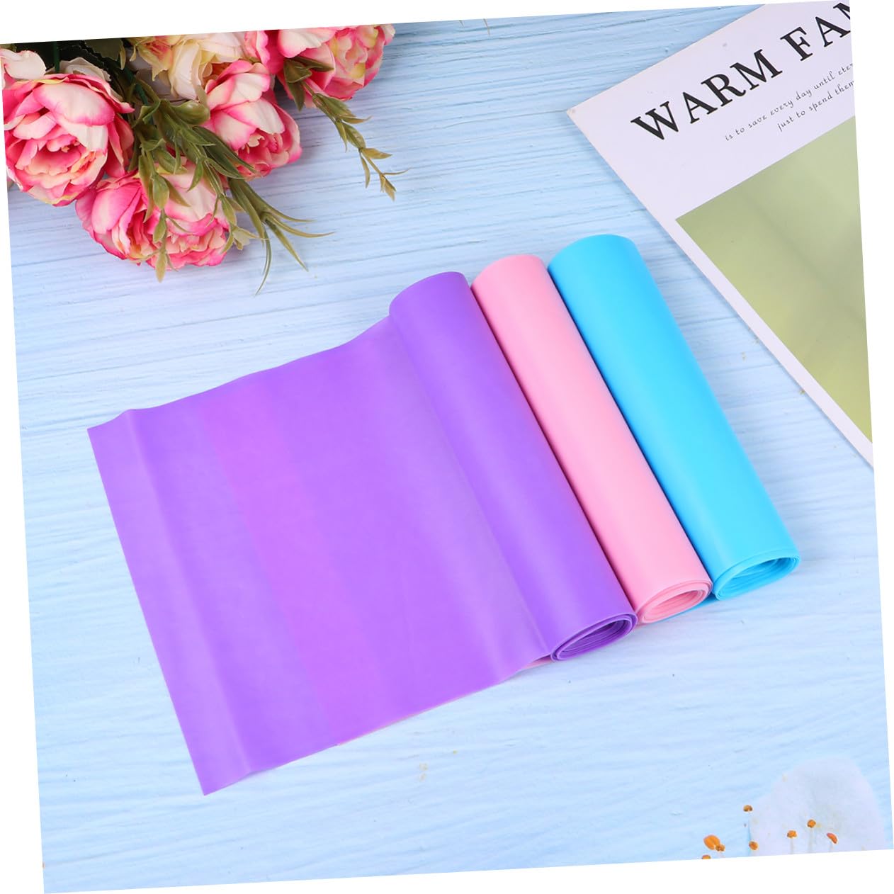 VICASKY 9 Fasce Elastiche Yoga in Lattice Odore Cinghie Stretching Fitness per Resistenza Alta per Migliorare Flessibilità e Rosa Blu