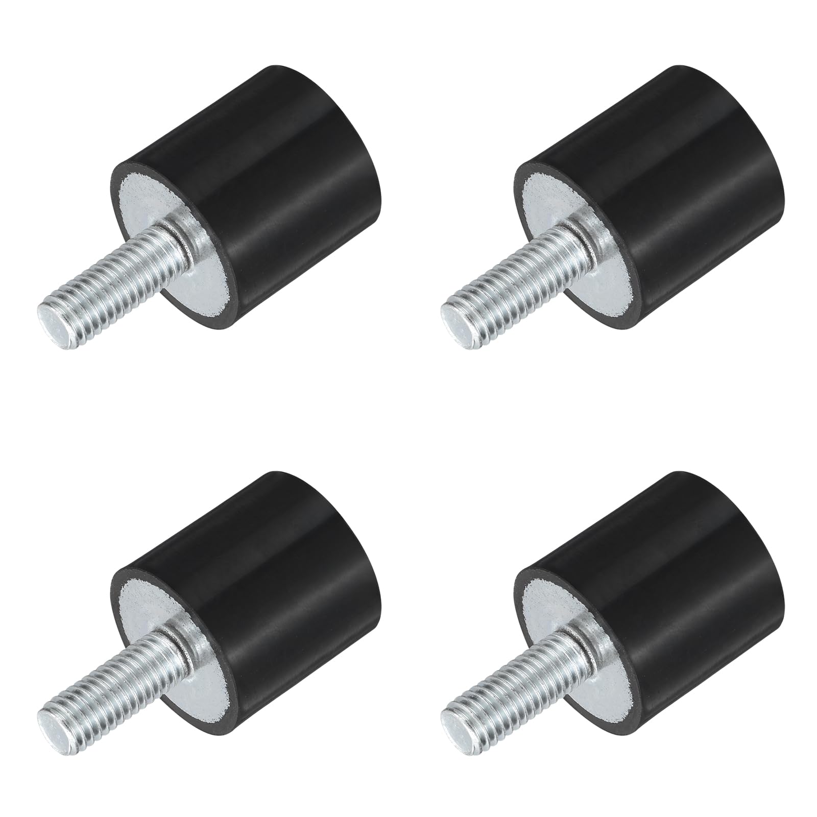 uxcell M8 Thread Rubber Mounts, Vibration Isolators, Cylindrical Shock Absorber with Studs 25 x 25mm 4pcs