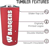 Vista 15 de Campus Colors Vaso de acero inoxidable de la NCAA perfecto para el día del partido, 18 onzas, doble pared, mantiene las bebidas perfectamente