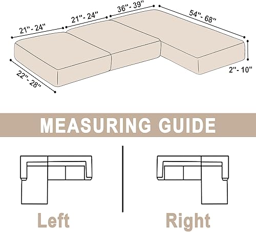 Miniatura 5 de Fundas de sofá para sofá de 2 cojines y 1 funda de diván de terciopelo seccional, fundas de sofá separadas en forma de L con 2 fundas de almohada (2