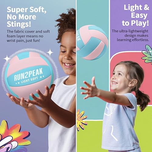 Miniatura 9 de Balón de voleibol ligero súper suave, pelota de voleibol de tela segura y silenciosa para jugar en interiores, tamaño oficial 5 para niños, jóvenes,