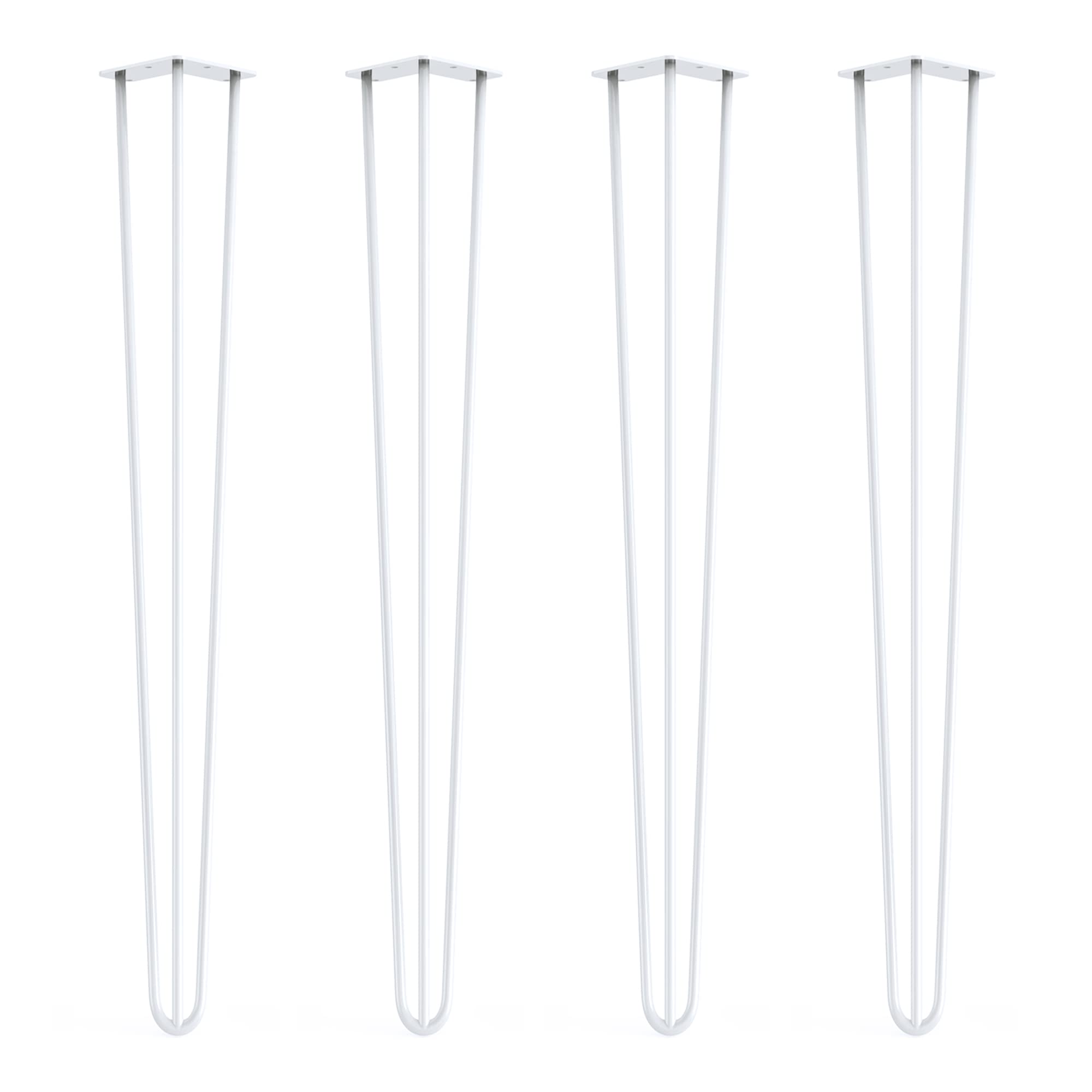 4 x Hairpin Legs with Floor Protector Feet & Screws - 86cm 3 Rod / 10mm, Ivory White