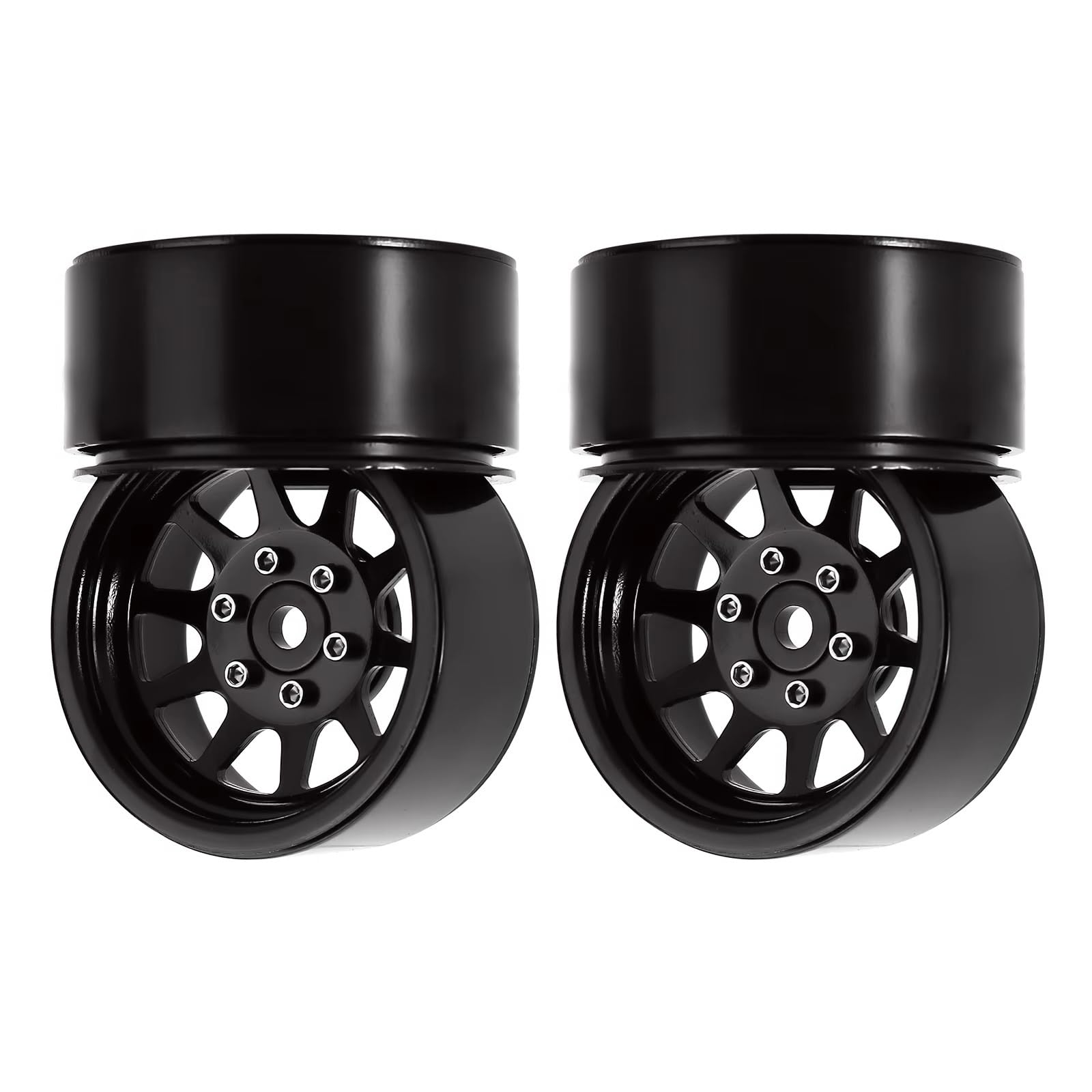 Piezas Coche RC para Axial para SCX10 AXI03007 90046 para TRX4 para Redcat GEN8 W1909 1:10 4 Uds RC Crawler Aleación De Metal 1,9 Llantas De Rueda Beadlock(Black)