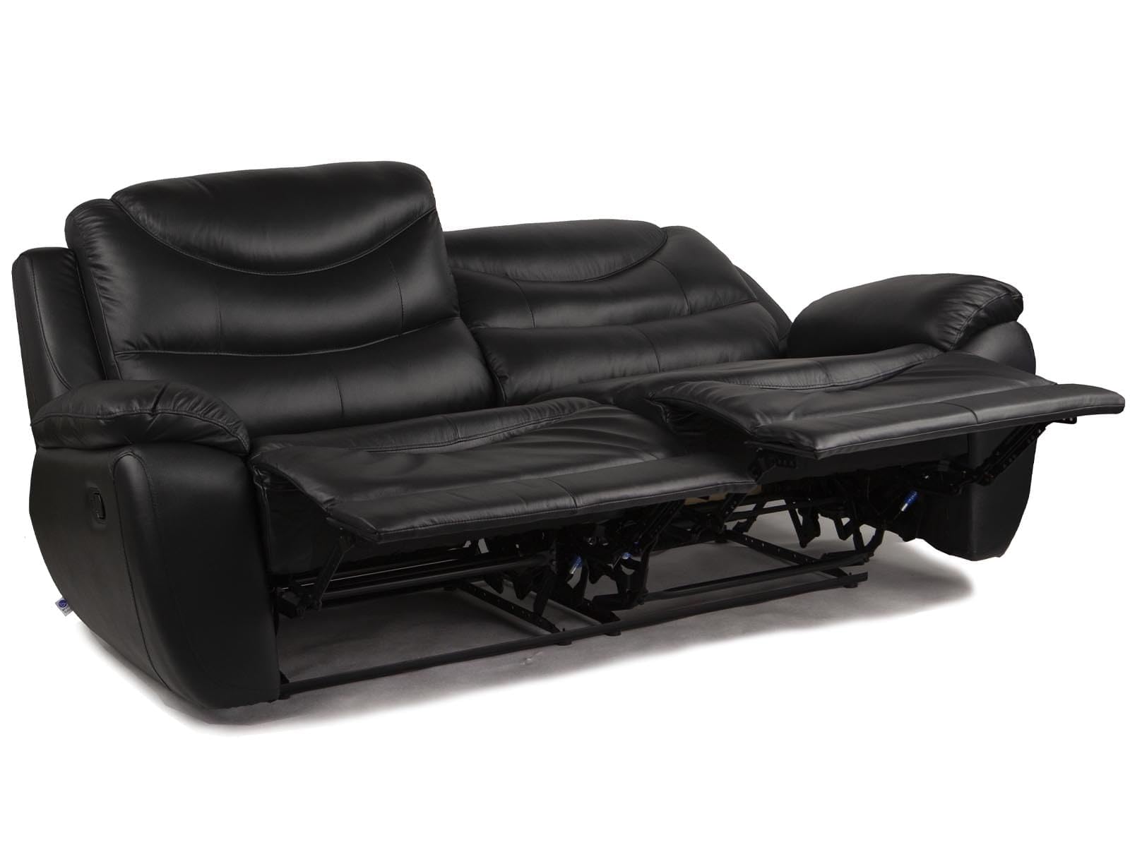 Nevada Ledersofa mit Relaxfunktion - mit unabhängigen Ausziehmechanismen - Zero-Wall - komfortable Sitzplätze mit Federn - Elegante Konstruktion - schwarz