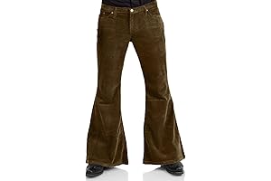 Men's Brown Corduroy 70s Bell Bottom Pants: Groove in Retro Style