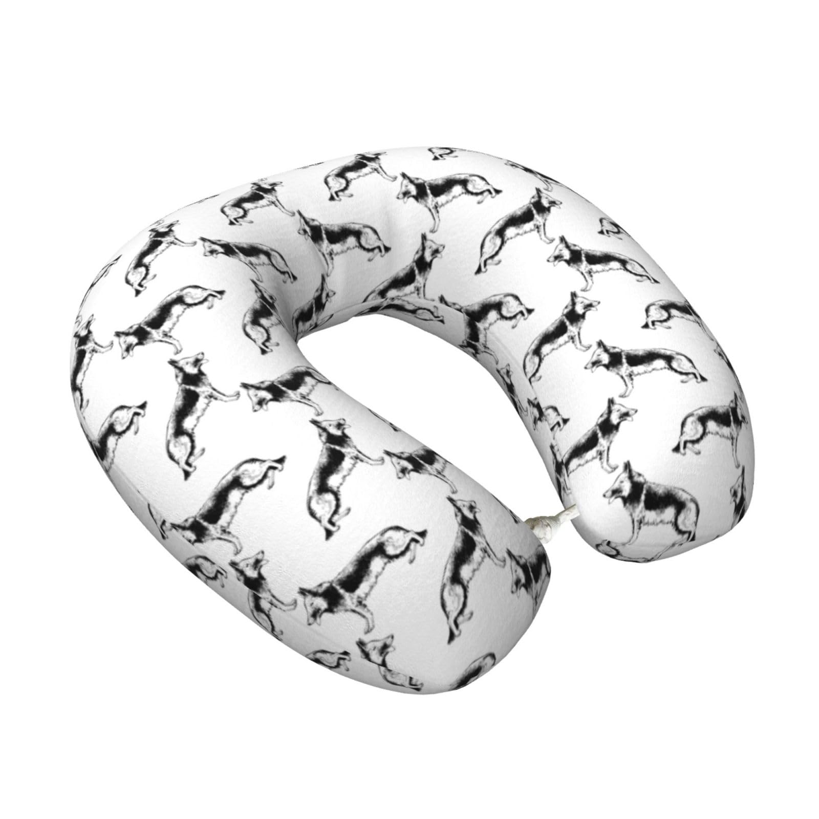 LKYMOH Hand Drawn German Shepherds, Travel Neck Pillow U-Shaped Memory Neck Support Soft Comfortable With Washable Cover For Airplane Car Traveling and Office