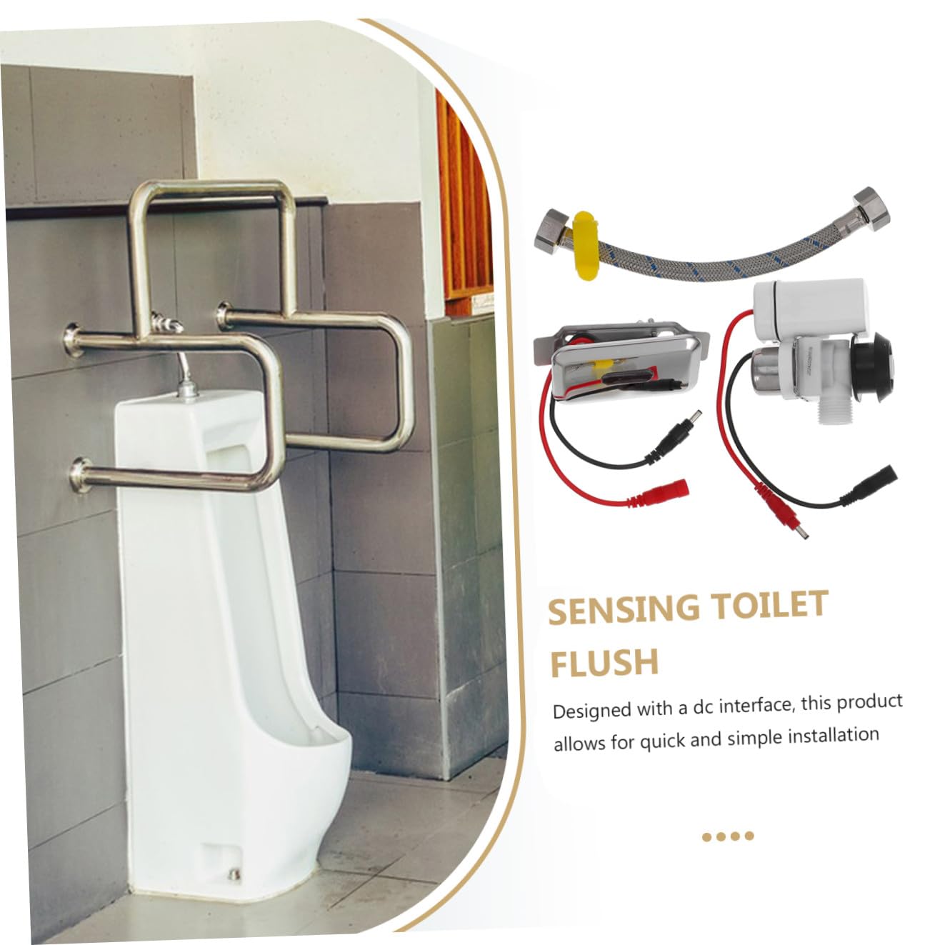 Soupape de Chasse D'urine à Capteur Intelligent, Interface Dc | Abs, Cuivre et Caoutchouc, pour Tuyaux D’eau Standard 22mm, Lot de 1 Set de Set, Usage Privé ou Public
