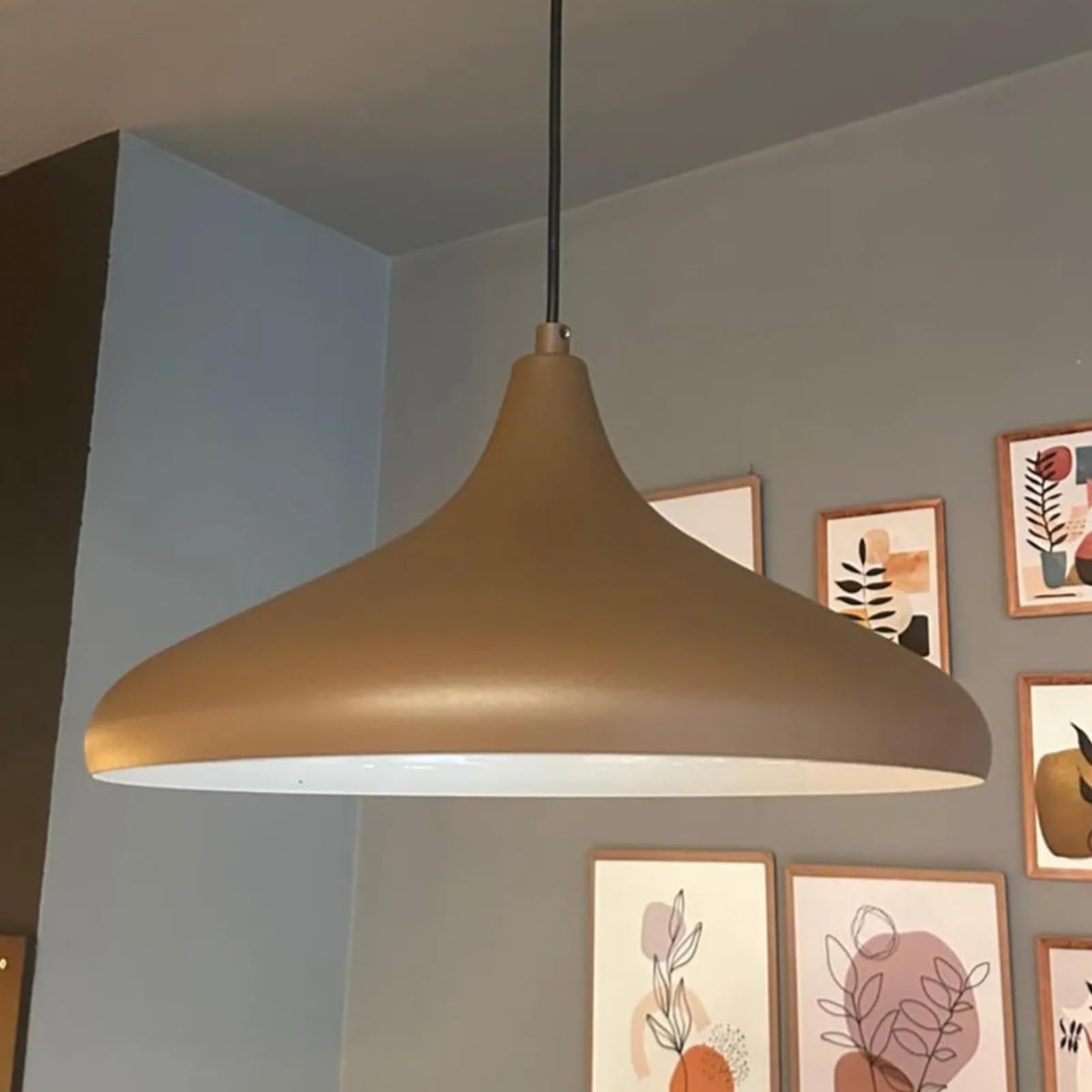 bamyum Champion, Living Room Kitchen, Metal E27 Pendant Light, Fitting Light Shade, Industrial Ceiling Lights, Retro 35 cm Lampshade, Latte Brown, Hanging Lights, Pendant Lamp — image 1