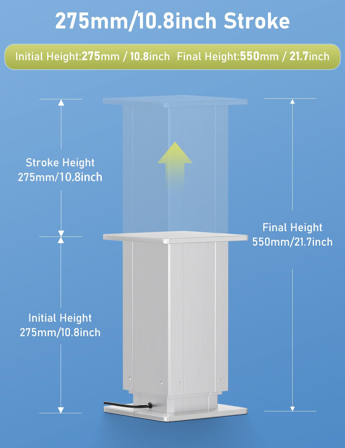 DIHOOL Programmierbare Hubtisch Elektrisch 120KG Last Synchrones Heben Lift 275-545MM 10MM/S für Hubbett Mechanismus