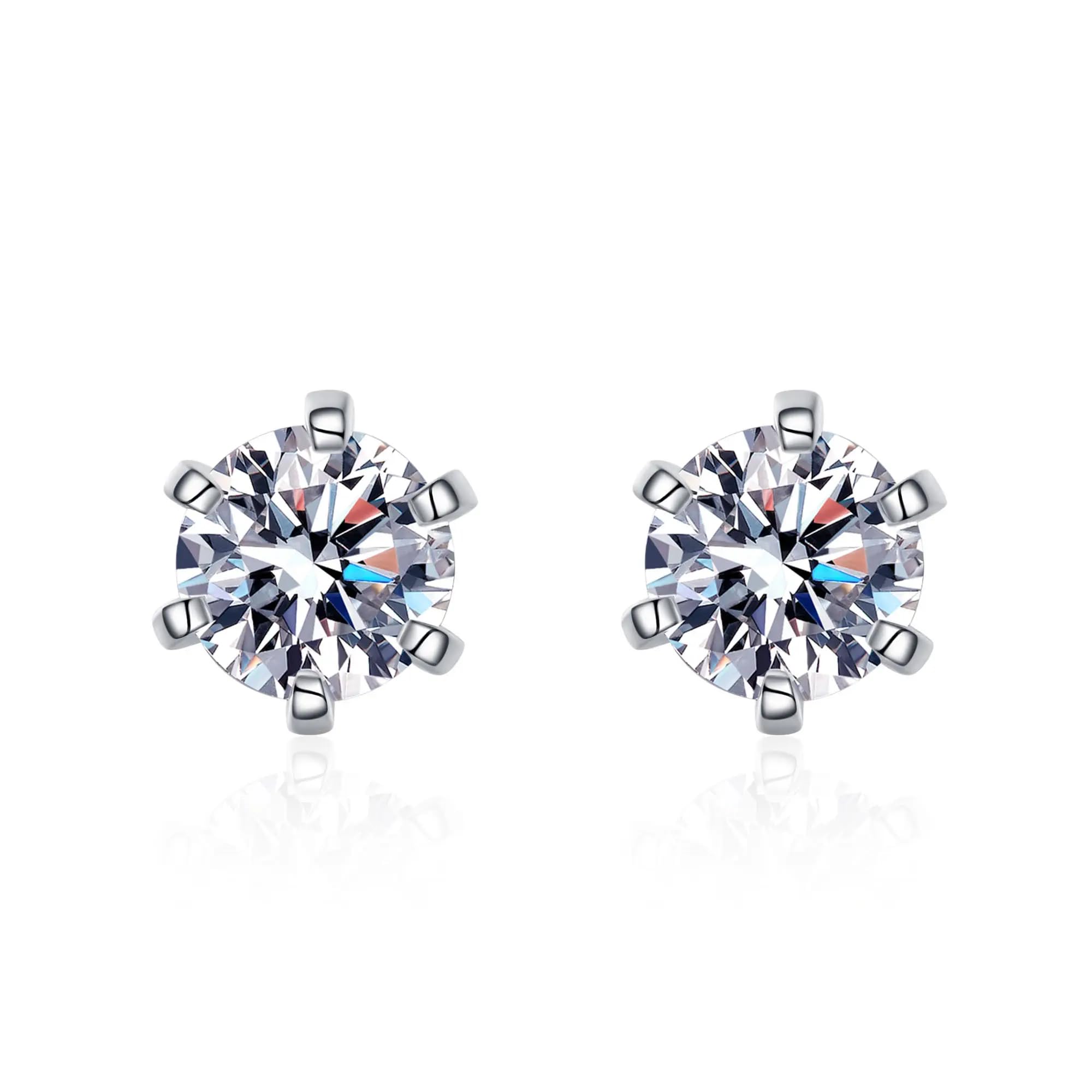 1-4 ct/pair Starlit Sparks Round Solitaire Studs Moissanite Earrings for Women and Men; Sterling Silver; GRA Certified; Screw Back-image-17