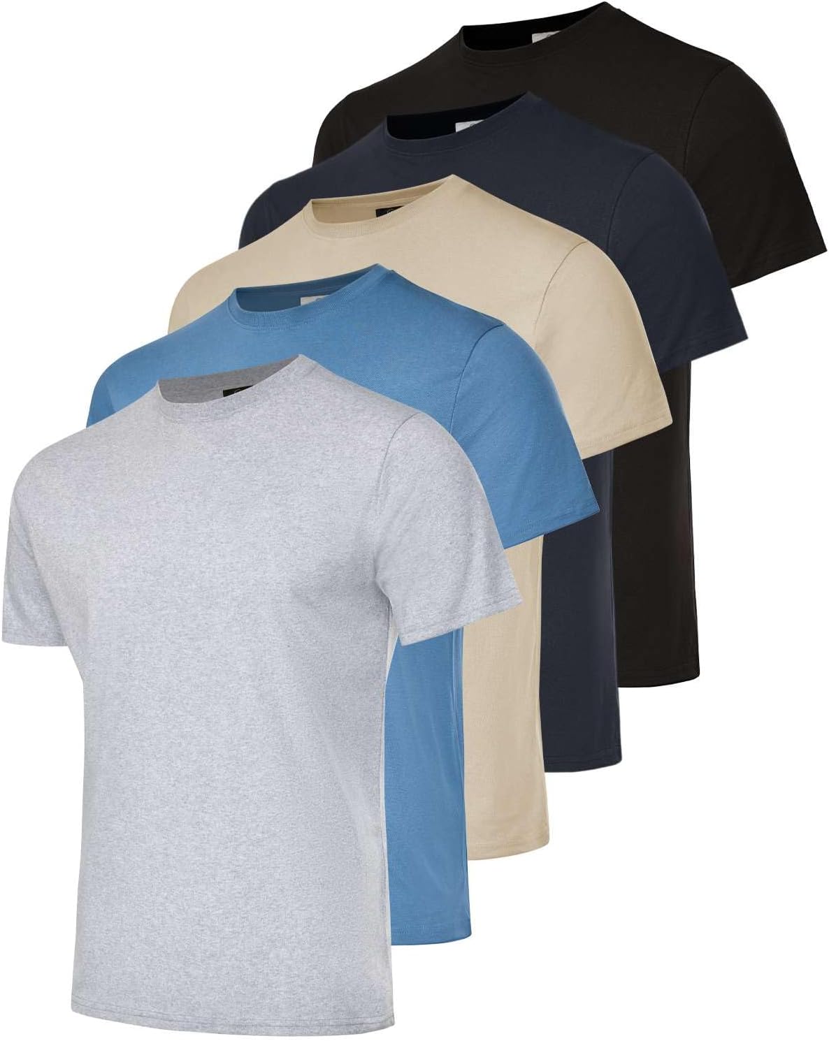 Real Essentials 5 Pack: Men’s 100% Cotton Casual T-Shirts Plain Jersey Shirts Fashion Tees (Big & Tall Available)