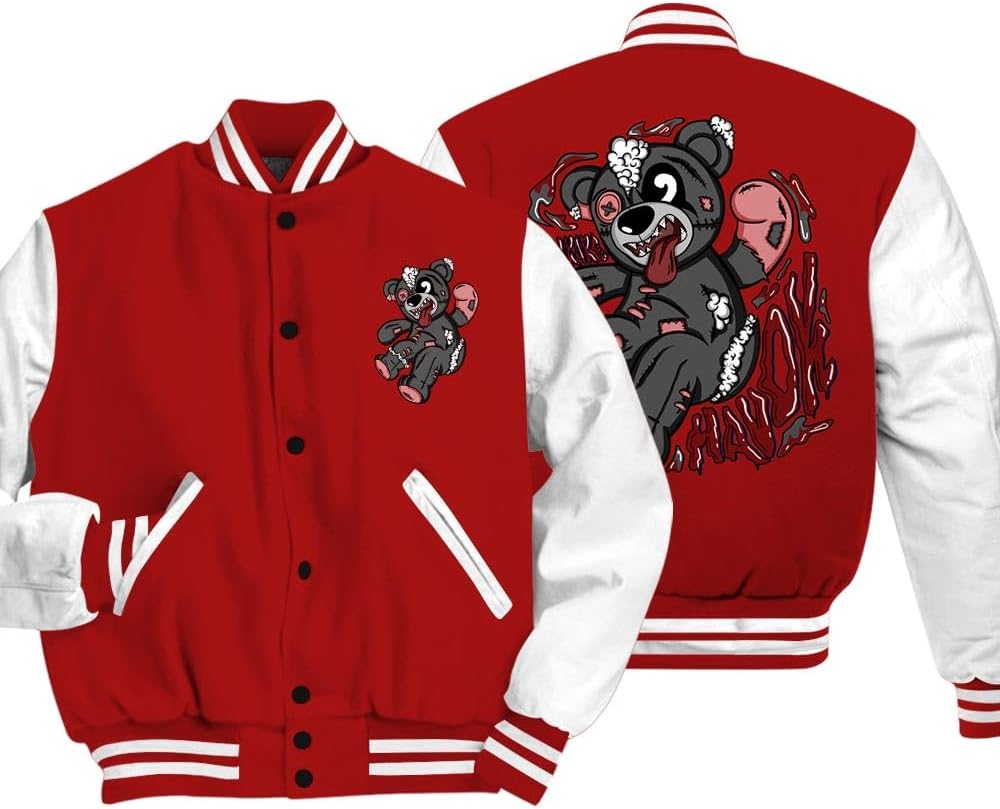 Dunkare Red Taxi 12s Vasity Jacket, Streetwear Varsity Jacket, Havok Bear Vasity Jacket Unisex New