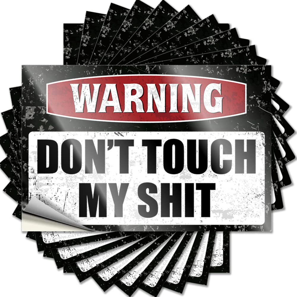 Emo, Lettering Sticker Paw Bottle Warning Don't Touch My Shit | Girly Waterproof Vinyl Stickers(6X9CM)