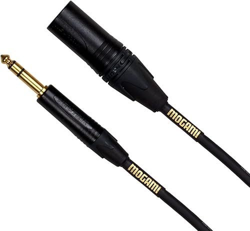 Mogami GOLD TRS-XLRM-06 Cable adaptador de audio equilibrado, conector macho TRS de 14 pulgadas a XLR-macho, contactos dorados, conectores rectos, 6