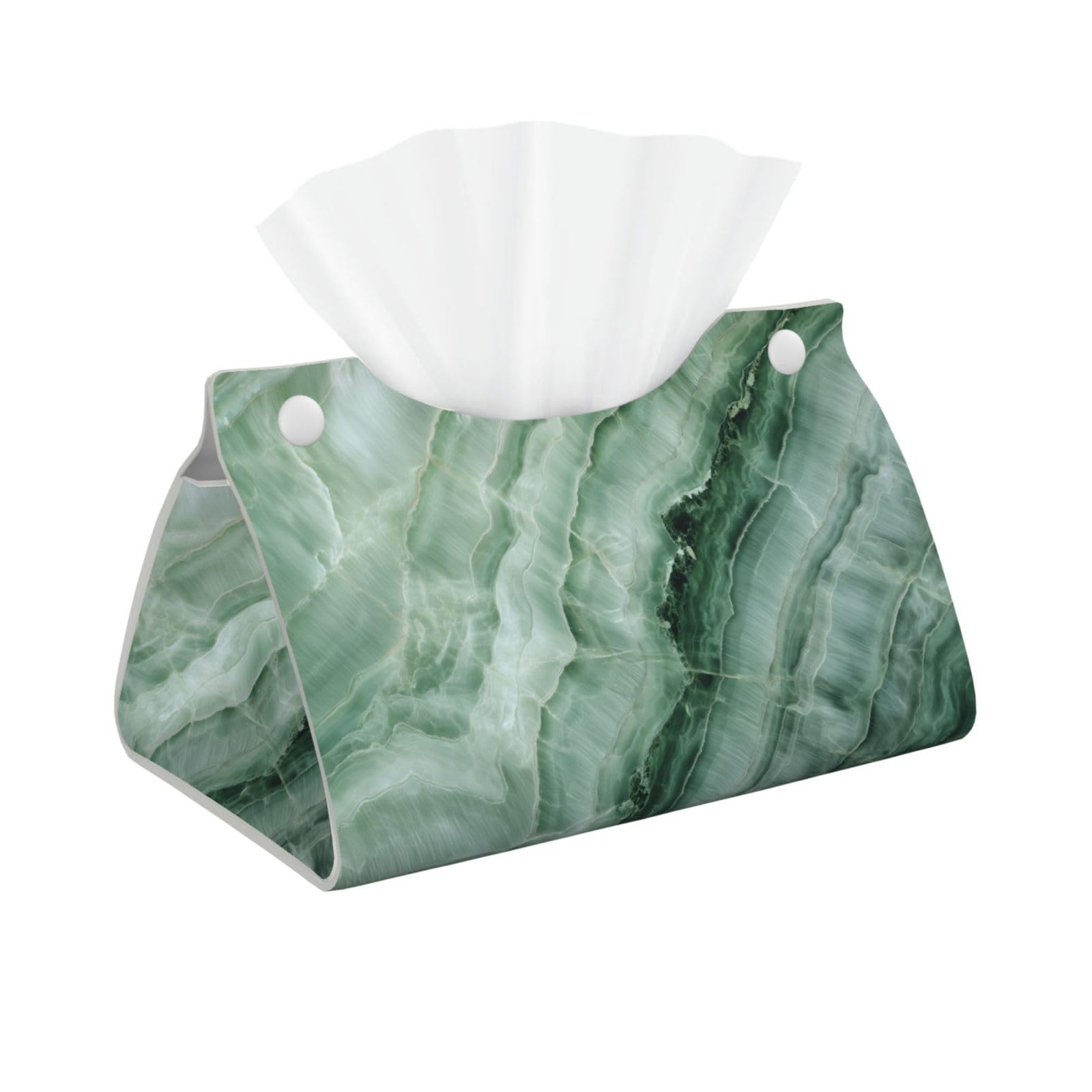 Green Serpentine Marble Texture Tissue Box Cover Rectangle Pu Leather Tissue Box Holder for Car Bathroom Bedroom Desk Tabletop Decor