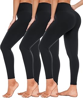 3 Pack High Waisted Leggings for Women- Full Length Capri Black Buttery Soft Tummy Control Yoga Pants for Workout Athletic