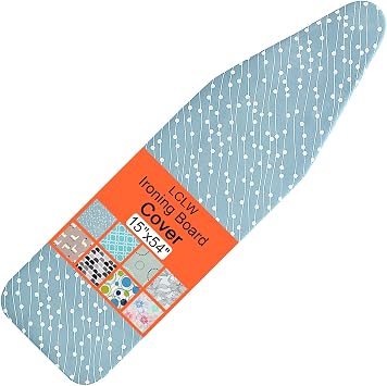 Ironing Board Cover and Pad Standard Size 15" x 54",3 Pairs of Hook and Loop Fastener Straps,Elastic Edges,Cotton Iron Board Cover with Scorch Resistant Thick PaddingWhite Circle