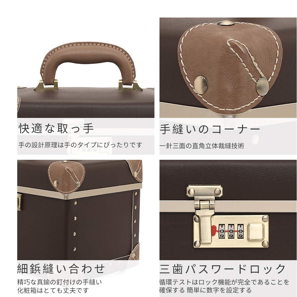urecity メイクボックス コスメ収納 化粧品収納ボックス メイク収納ケース 鏡付き 大容量 コスメボックス 出張 旅行 持ち運び 大容量 - 2
