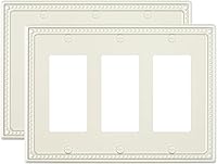 Vista 83 de Paquete de 2 cubiertas de placa de interruptor de luz de doble palanca, cubiertas decorativas de placa de doble interruptor Pearls, placa de pared