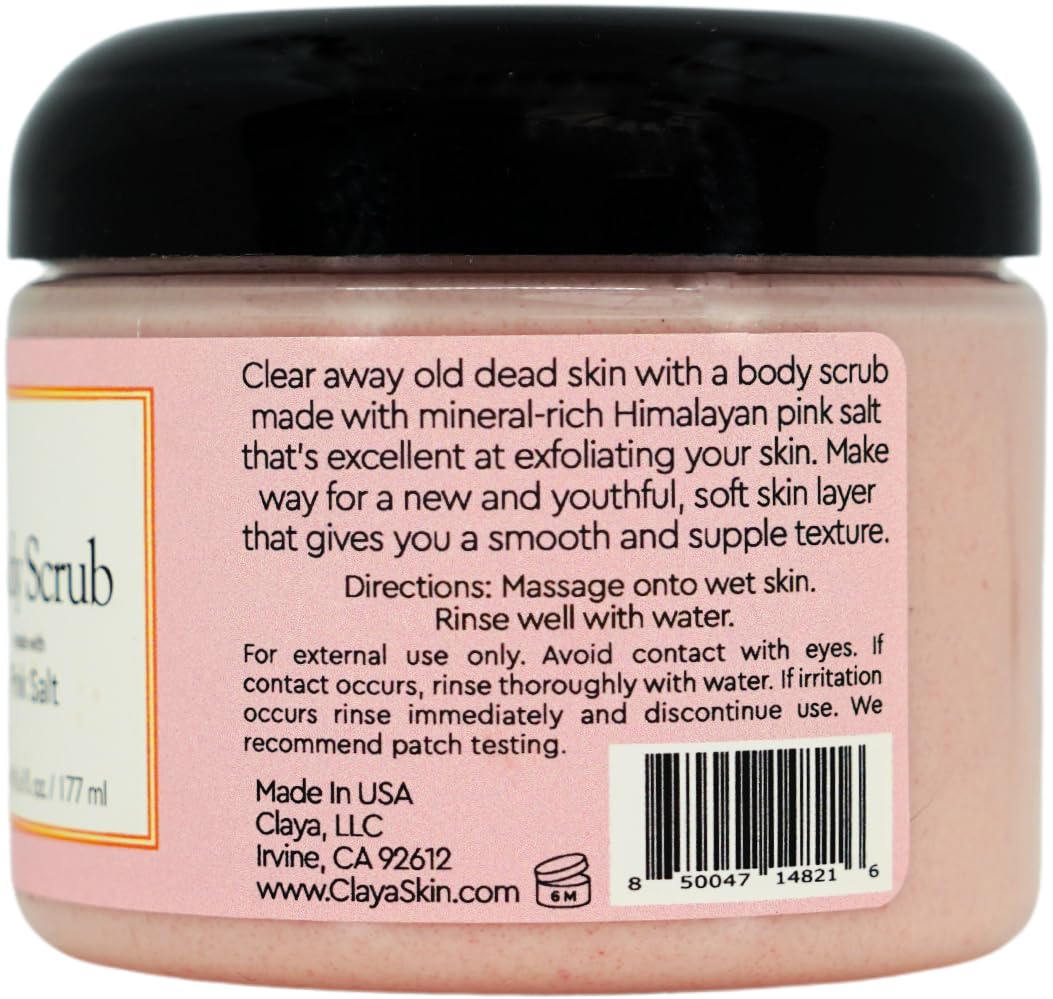 Pink Himalayan Salt Body Scrub – Exfoliating, Moisturizing with Organic Jojoba and Apricot Oils, Gentle, Easy-Rinse Formula