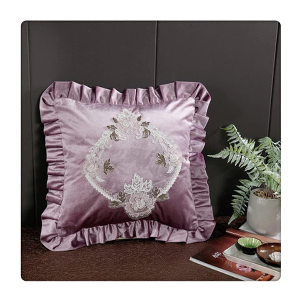 Coussin de salon bleu nordique 55x55 cm grande taie d'oreiller en dentelle pour sofa