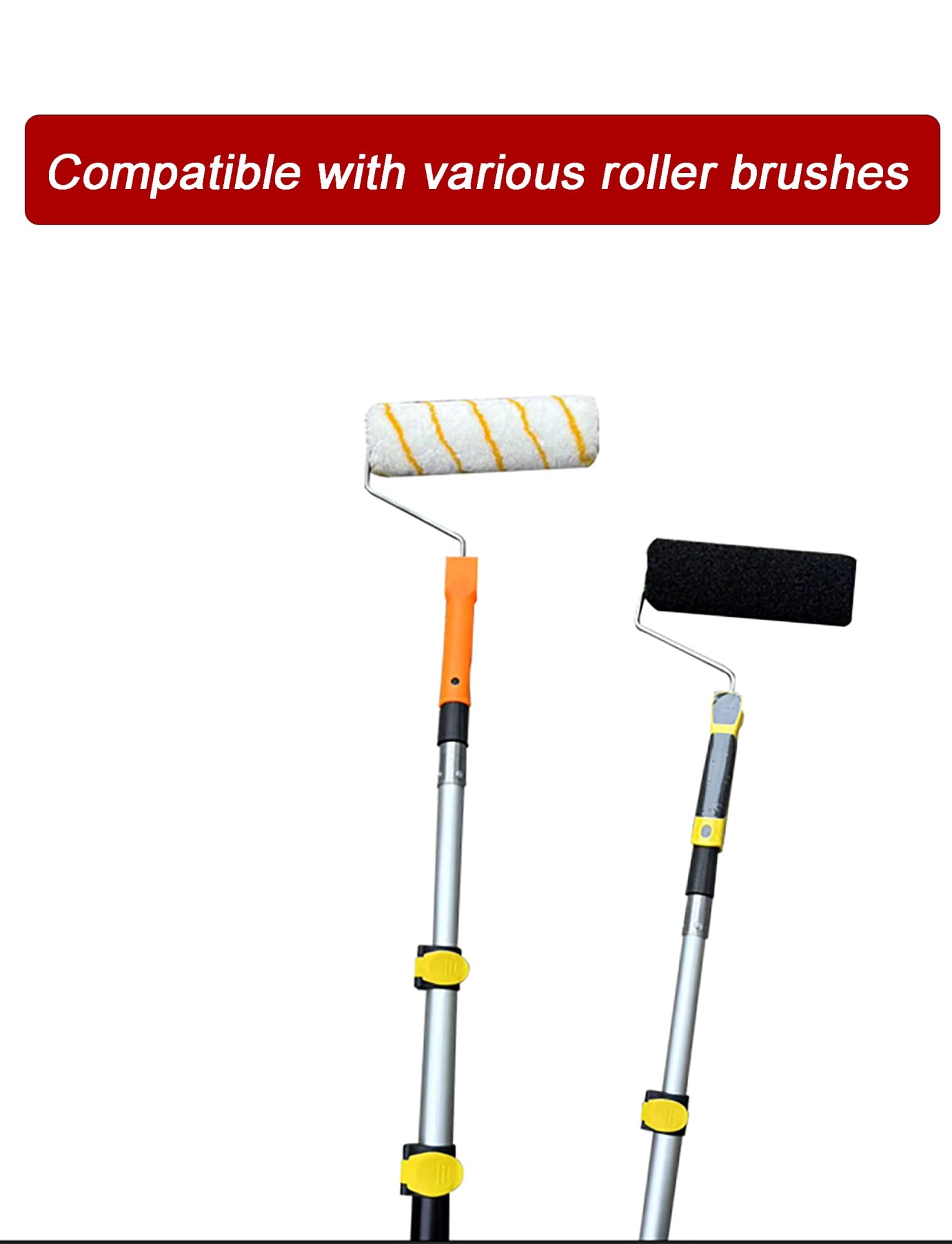Rullo for pittura estensibile e asta for la pulizia delle finestre, asta telescopica leggera in alluminio for grondaie, tetti e sostituzione delle lampadine(1.5-4.3ft)