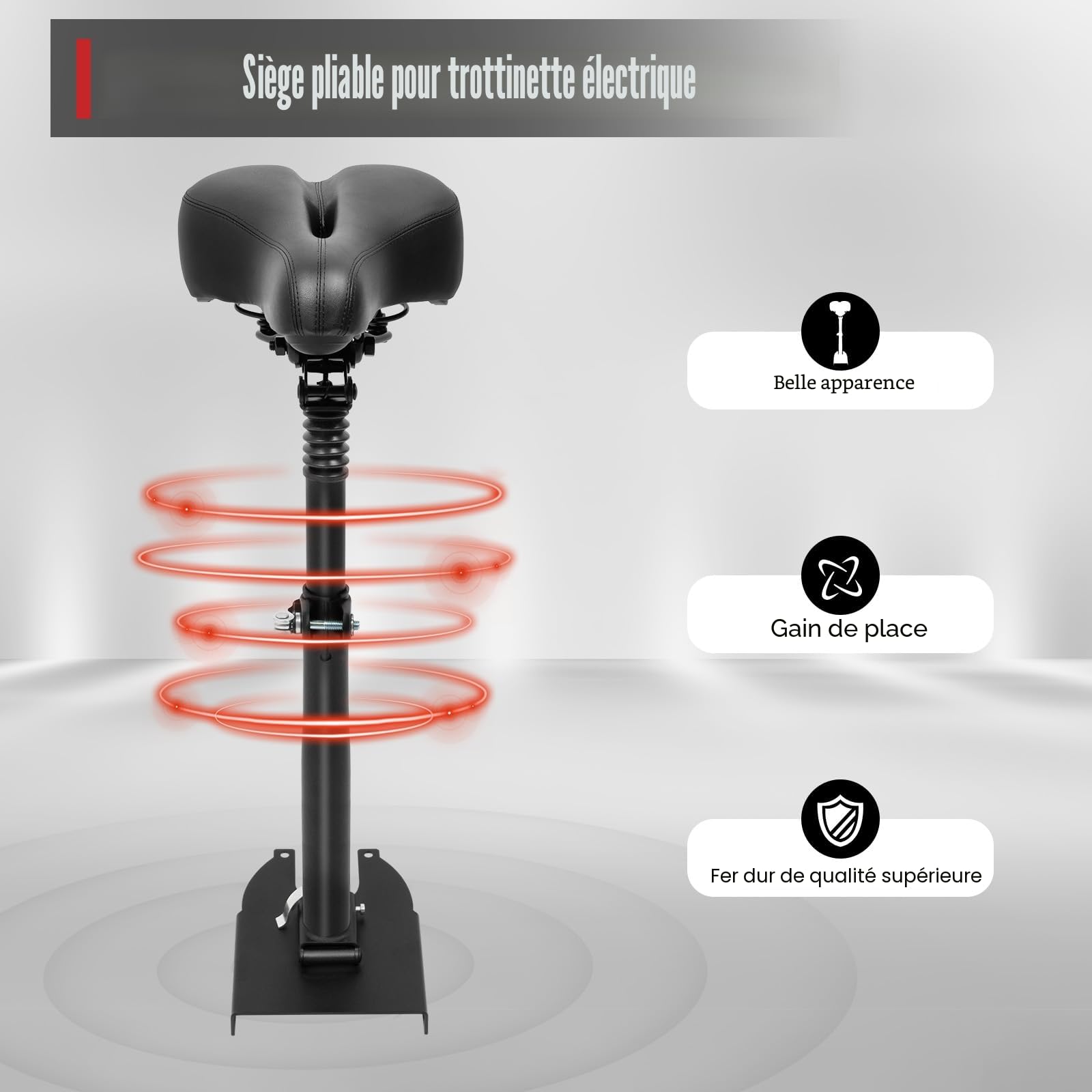 Selle de scooter électrique, selle de scooter électrique, selle réglable en hauteur, résistant aux chocs, siège pliable
