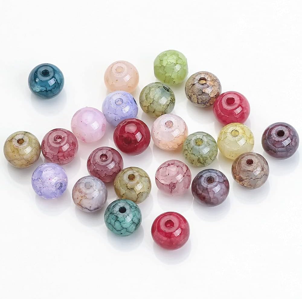 375pcs 8mm Round Stone Beads, Beads for Jewelry Making Broken Jade Natural Gemstone Beads DIY Loose Gemstone for Bracelet Necklace Earrings Making (15 Colors)