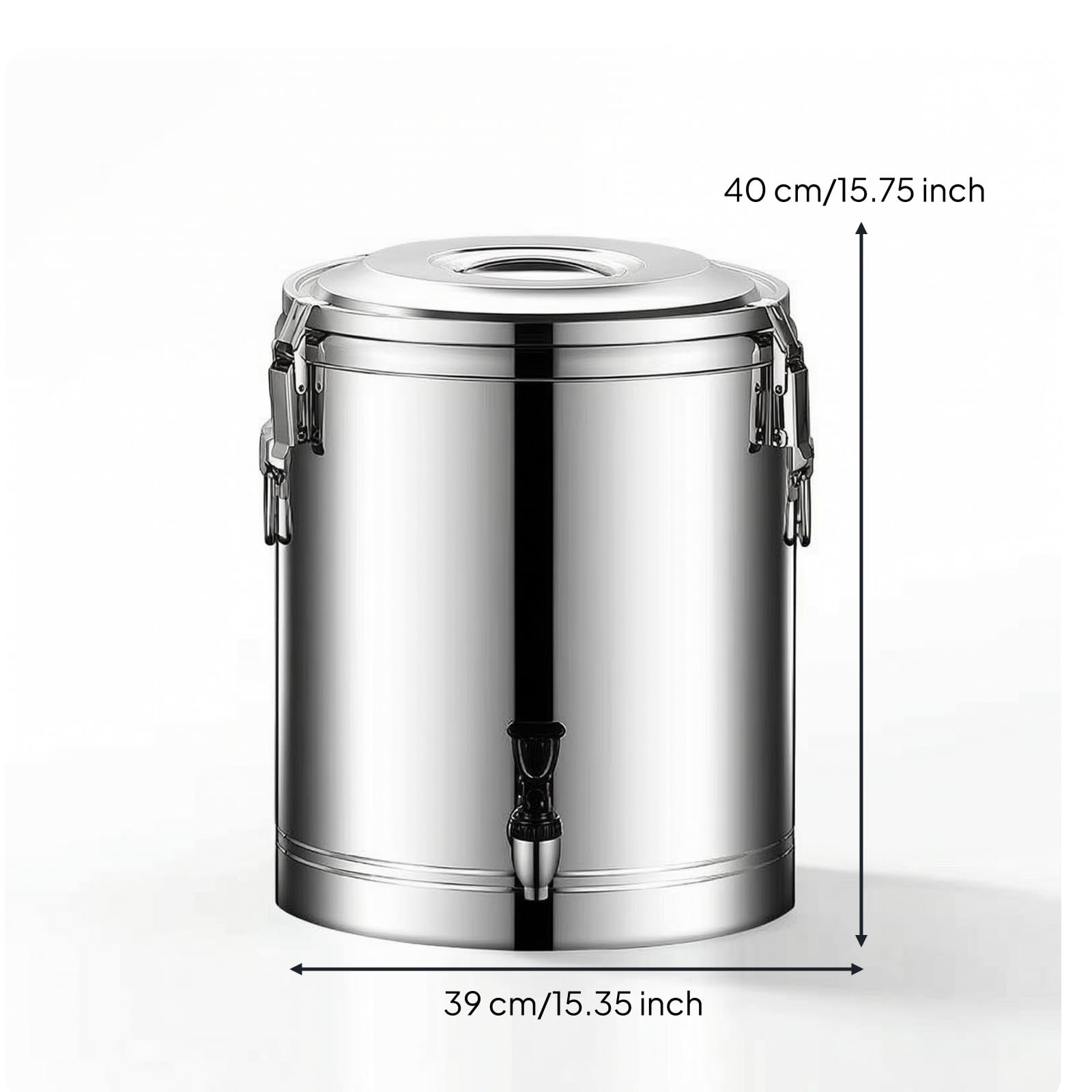 Cubo Térmico con Tapa Comercial Contenedor Isotérmico Acero Inoxidable Reutilizable Termo Industrial para Restaurantes, Bufés, 50L, Con Grifo