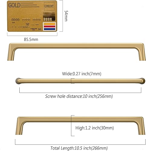 Miniatura 9 de Amerdeco Paquete de 10 tiradores de bronce champán para gabinetes de 12.5 pulgadas (12.598 in) con agujeros centrales, manijas de gabinetes de