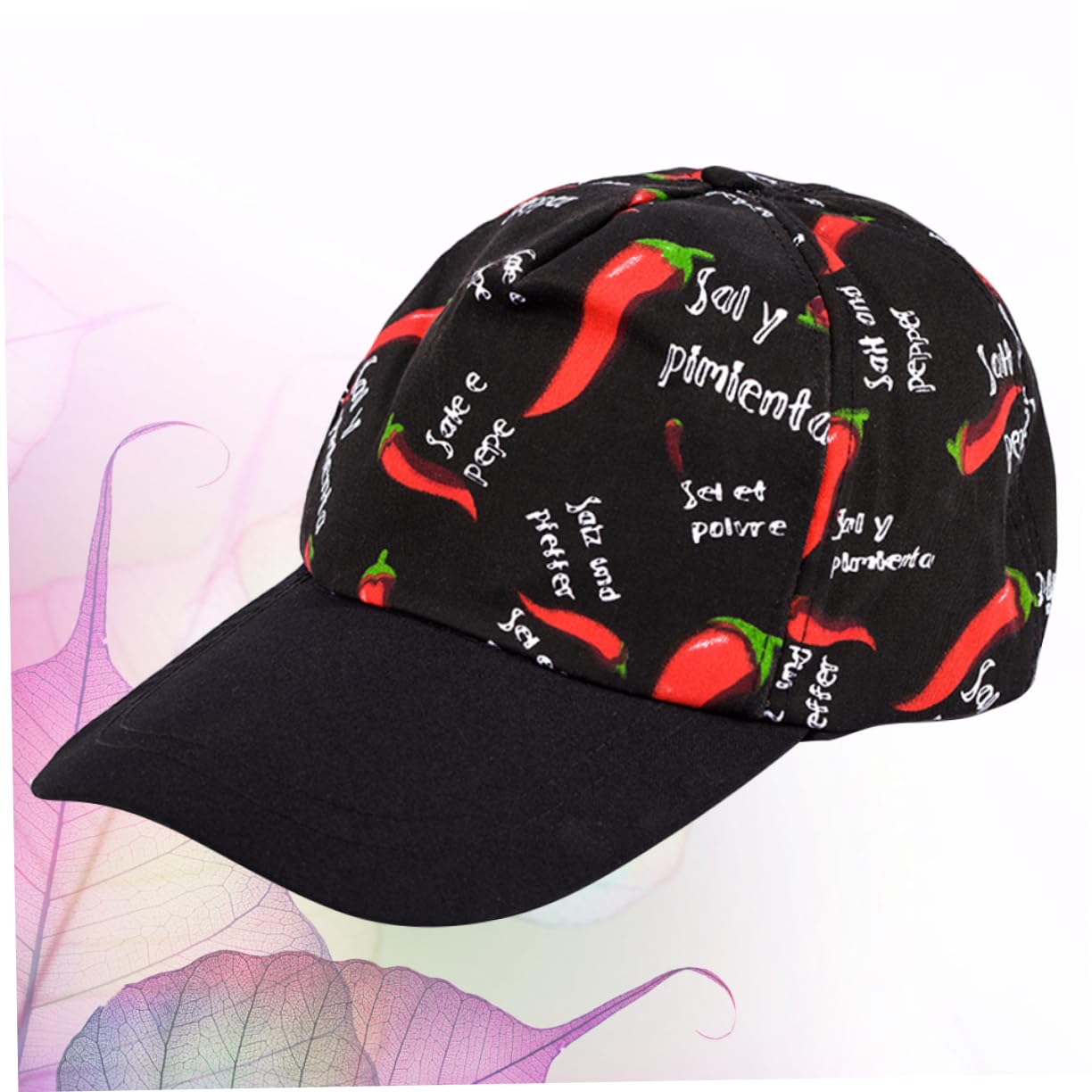 Ipetboom 1Pc Creative Chef Hat with Chili Pattern Comfortable Kitchen Cap for Waiters and Cooks Duckbill Design for Restaurants and Cooking Events Black