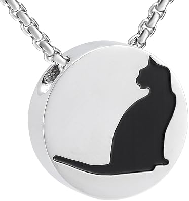 Oinsi Lovely Cat Cremation Jewelry Round Shape Memorial Urn Ashes Necklace For Pet Keepsake