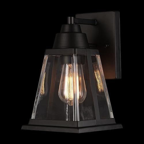 Miniatura 6 de Globe Electric 44697 Merle - Aplique de pared para exteriores, bronce, pantalla de vidrio transparente, marrón, bombilla no incluida