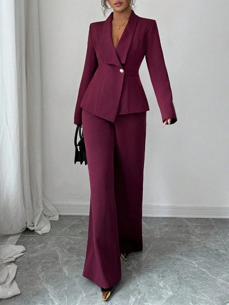 ORANDESIGNE Tailleur Femme Ensemble Pantalon et Blazer 2 Pièces Ensemble Chic et Elegant Mariage Soirée OL Costumes Outfits Formel Bureau Travail