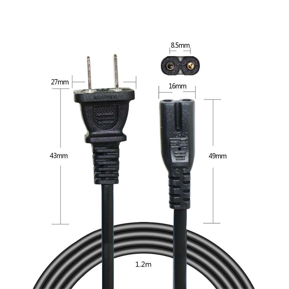 Amazon.co.jp: 1.5M 7A/125V AC電源ケーブル メガネ型コネクター