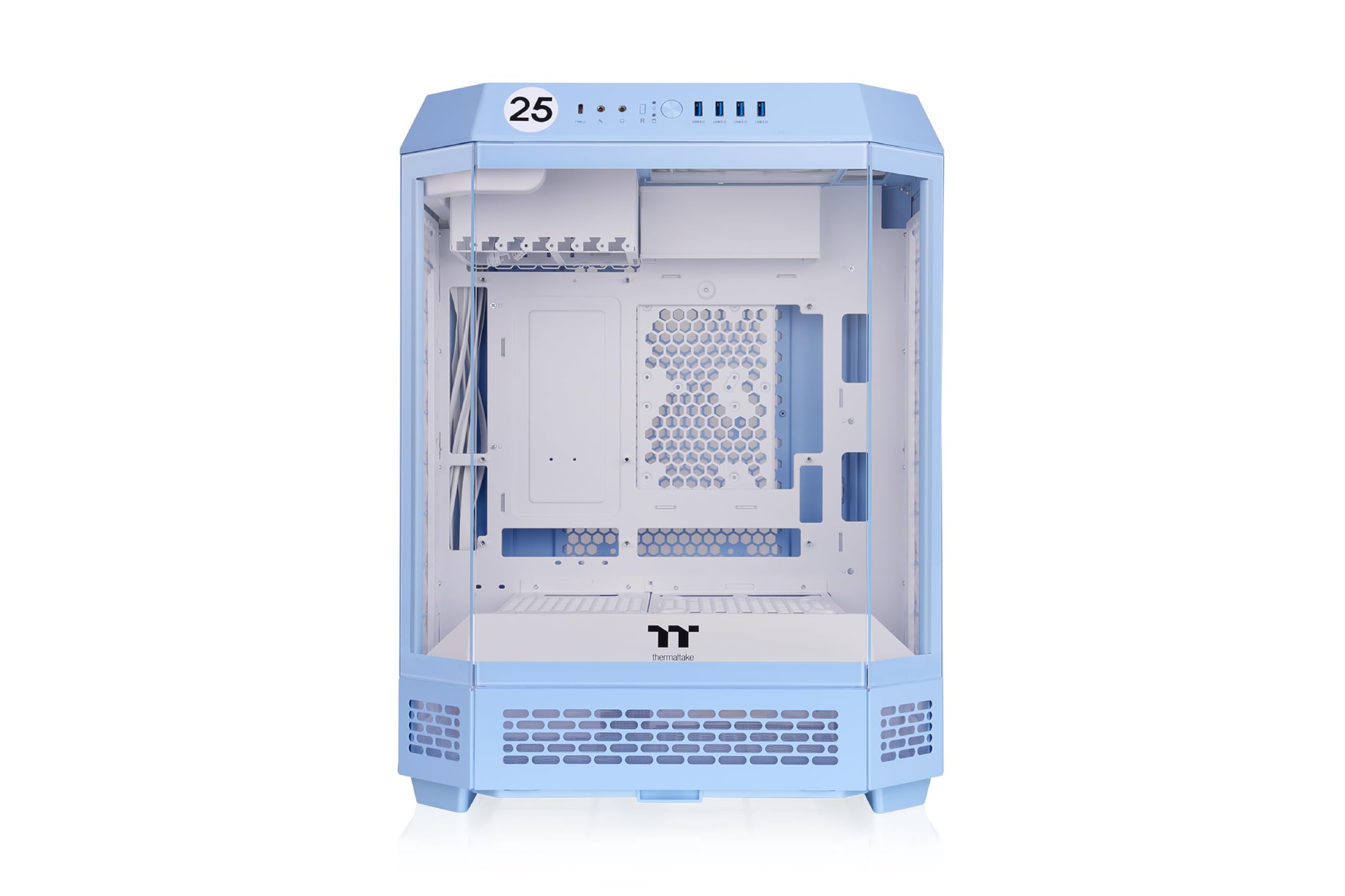 The Tower 600 Hydrangea Blue Mid-Tower ATX Case; 3 pannelli in vetro temperato; supporto scheda madre con connettore nascosto; slot PCI-e rotazionali; CA-1Z1-00MFWN-00; 3 anni di garanzia