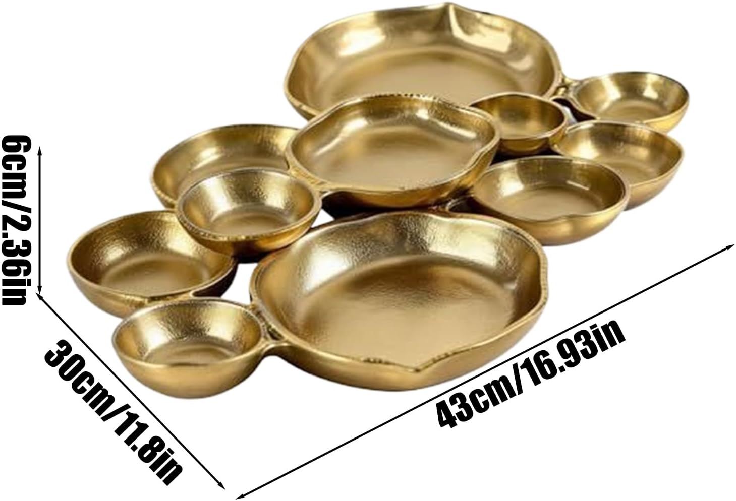 Cluster Bowls - Nine Compartment Platter, Stylish Metal Tray, Tabletop Serving Dish, Multi Tier Display | Ideal for Fruit Vegetable Salad Pasta Charcuterie Dessert Holiday Wedding Entertaining