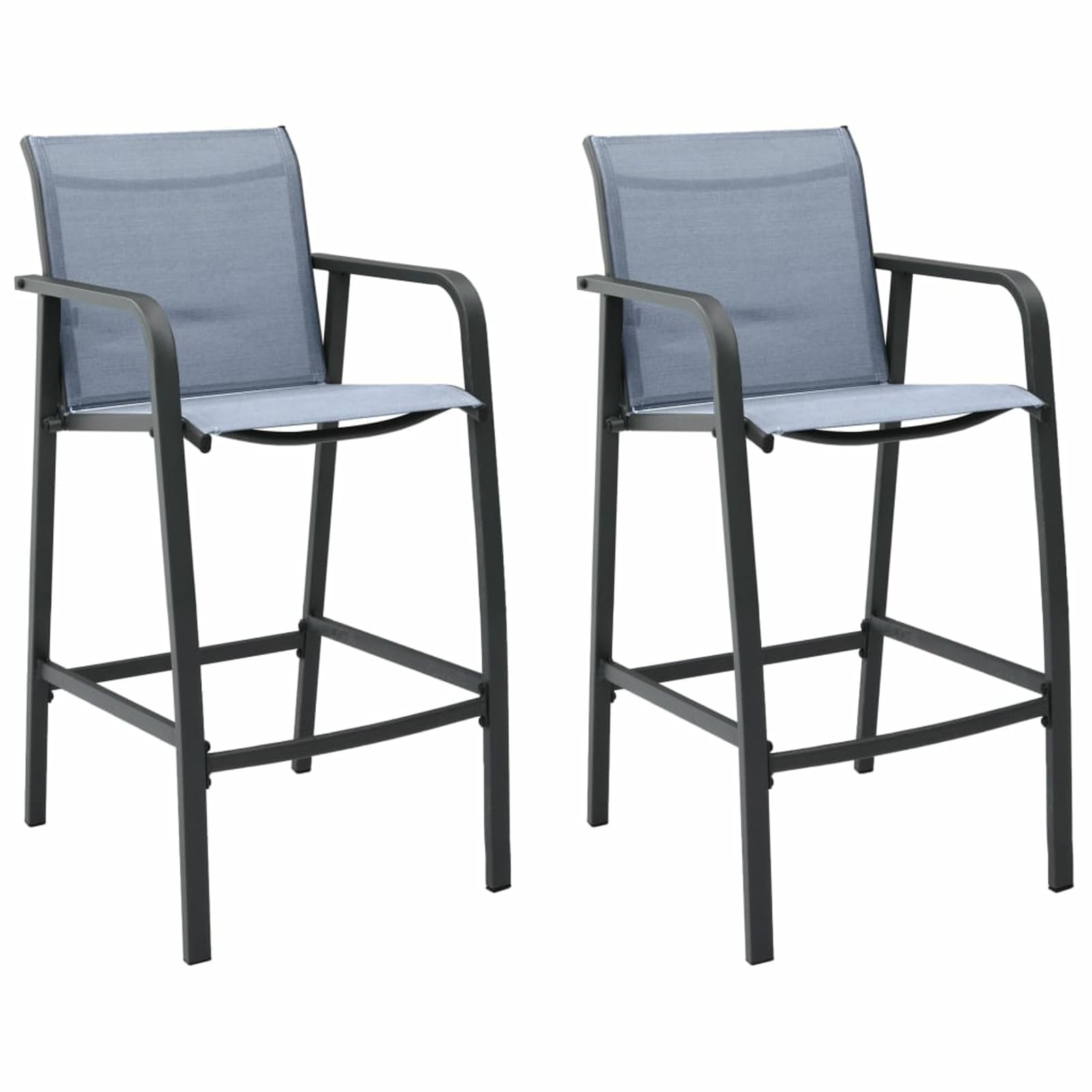 Chaises de bar de jardin en textilène gris | Lot de 2 tabourets hauts extérieurs