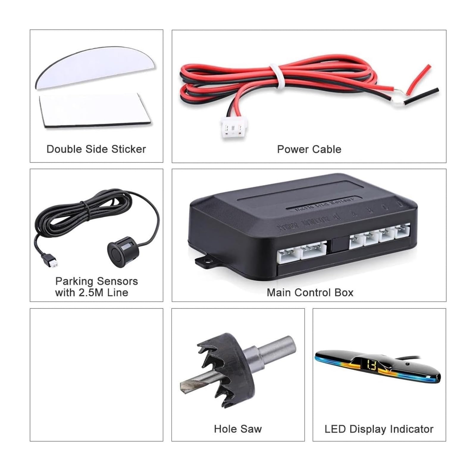 Sensores Radar Marcha Atrás para Coche,Asistencia Aparcamiento Monitor Detector con Pantalla Sonido Advertencia 4 Sensor De Aparcami(Plata)