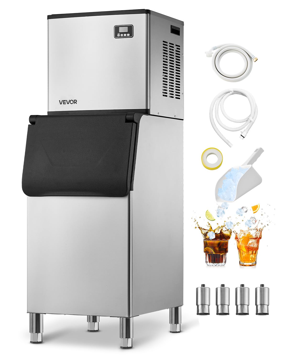 (Incomplete)VEVOR Commercial Ice Maker Machine, 400LBS/24H Ice-Making Machine with 300LBS Large Storage Bin, Auto Self-Cleaning Ice Maker with Touchscreen for Bar Cafe Restaurant Business Commercial New-400LBS/24H Whole Machine