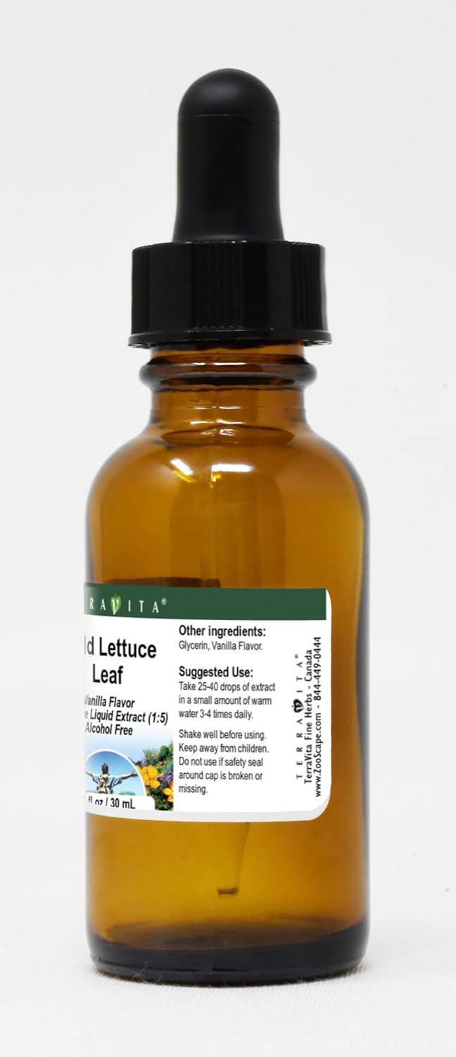 Terravita Wild Lettuce Leaf Glycerite Liquid Extract (1:5) - Vanilla Flavored (1 oz, ZIN: 523258) - 3 Pack