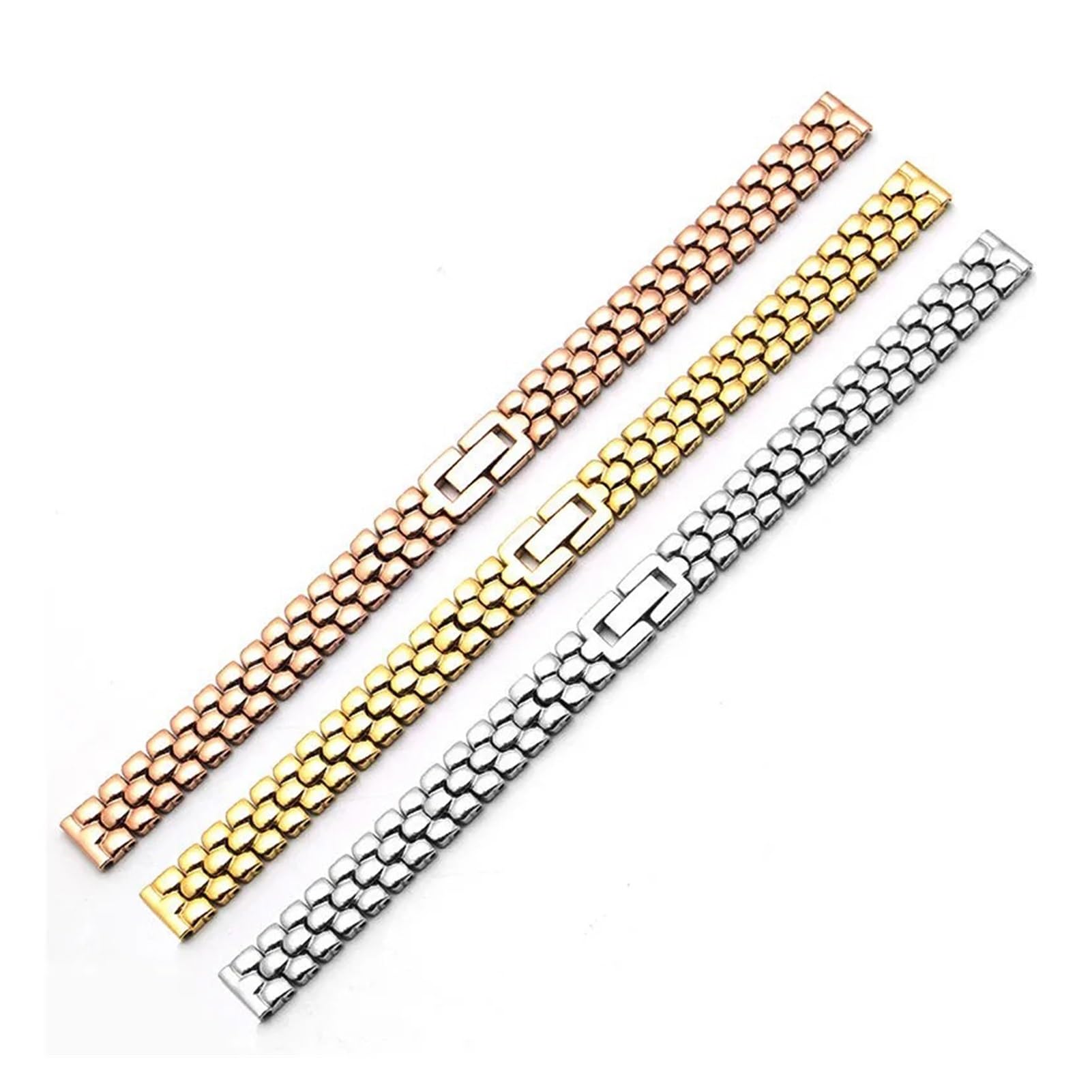 Generico Run Ken Cinturino in acciaio inox 6mm 8mm 10mm argento con cinturino in argento con cinturino di ricambio con cinturino con talastico Diams Watch Braccialetto