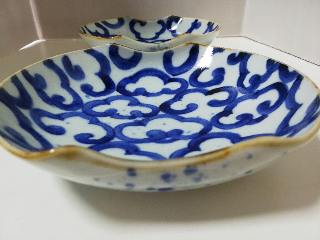 Amazon.co.jp: ◎お済 有田焼 福泉窯 染付変形深皿と雅峰窯 染付