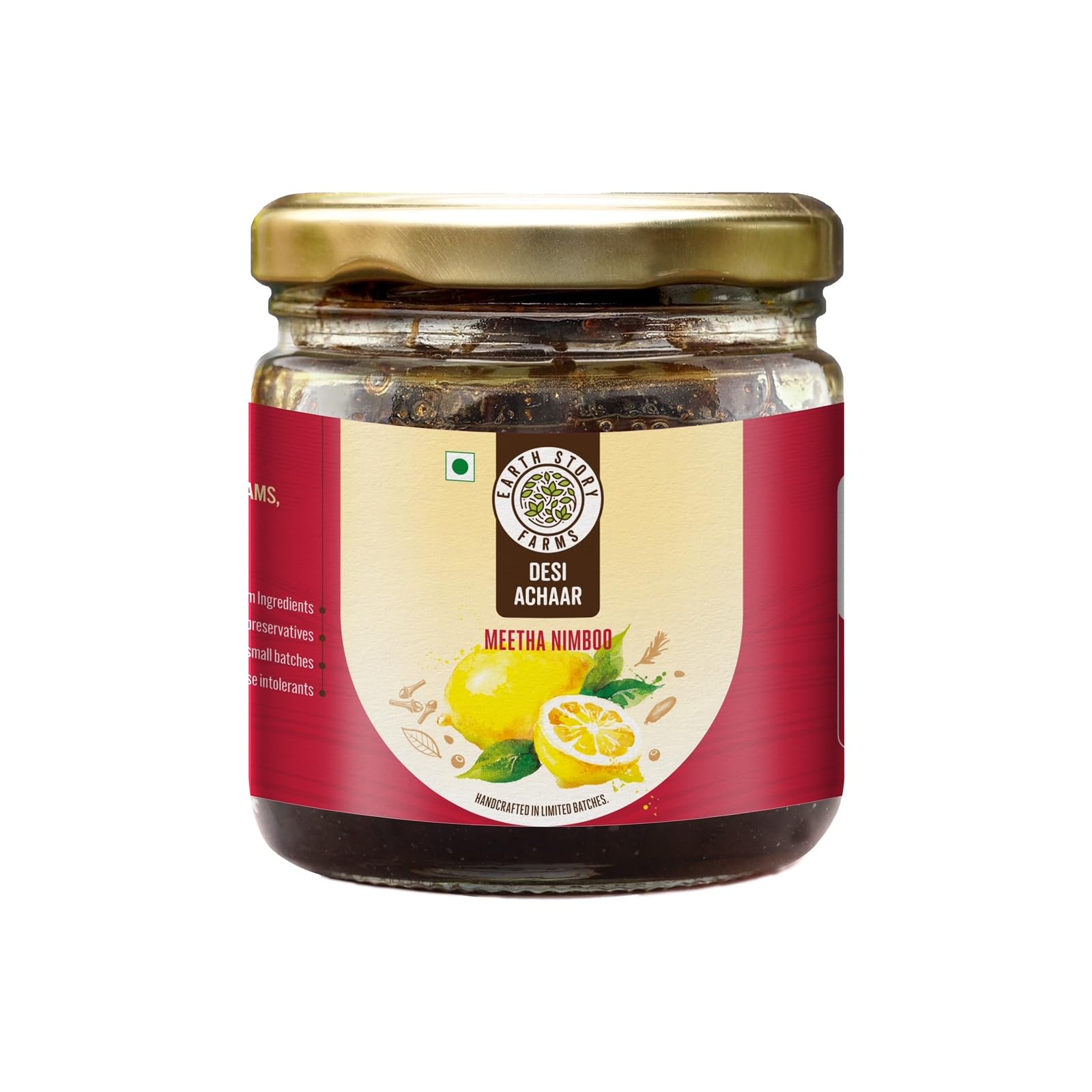 Earth Story Farms Sweet Lemon Pickle | Meetha Nimboo Ka Achar | Homemade Recipe & Taste Glass Jar - 200gm