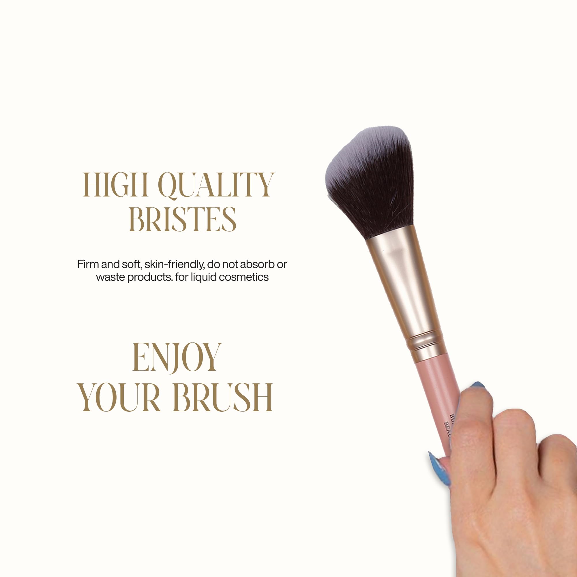 BUNGALOW BEAUTY Premium Angled Blush Brush, Rose Gold Handle, Soft Synthetic Bristles 2