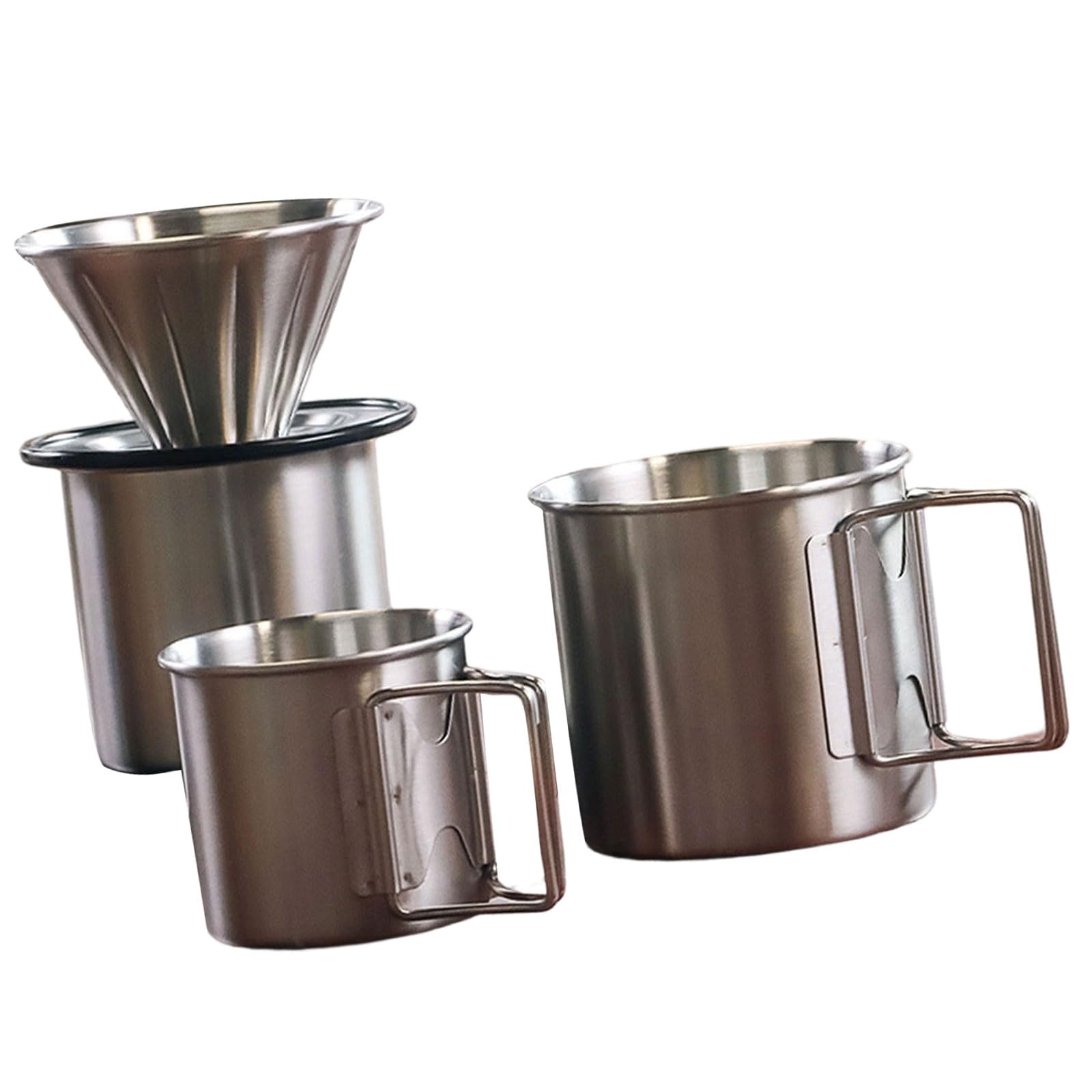 PANGBOER Foldable Stainless Steel Pouring Over Coffee Maker for Outdoor Hiking and Home Brewing Coffee Dripper Accessories Camping Equipment