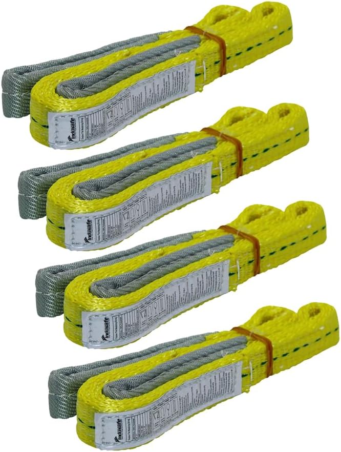 4 Pack 1" x 3FT Lift Sling Straps, Flat Eye Lift Sling 3100LBS Capacity Lifting Straps, Heavy Duty Polyester Tree Saver Web Sling Recovery Strap for Rigging, Moving, Towing, Hoisting Gear