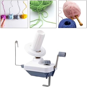 Household Compact Hand Crank Winder, Wool Skeins Holder and Skeins , Grey